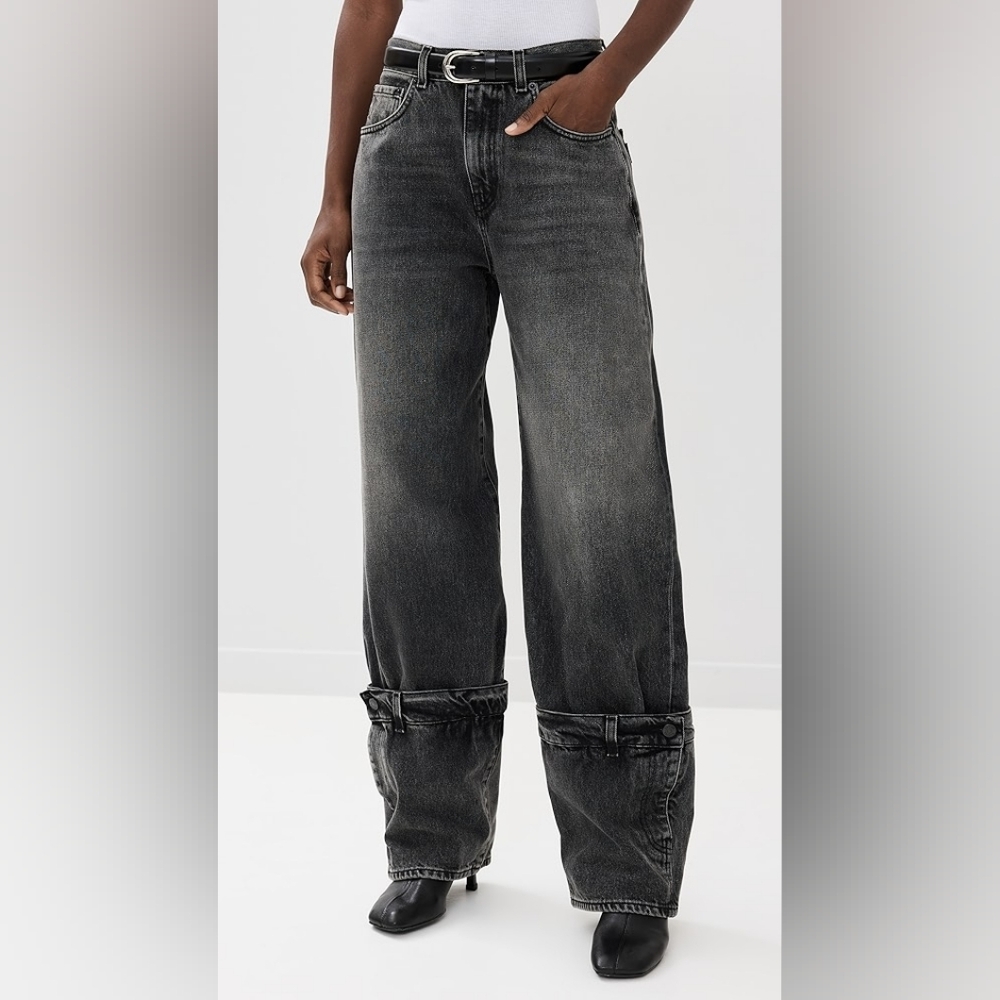 Haikure Washed Black Hurley Wide Leg Barrel Jeans